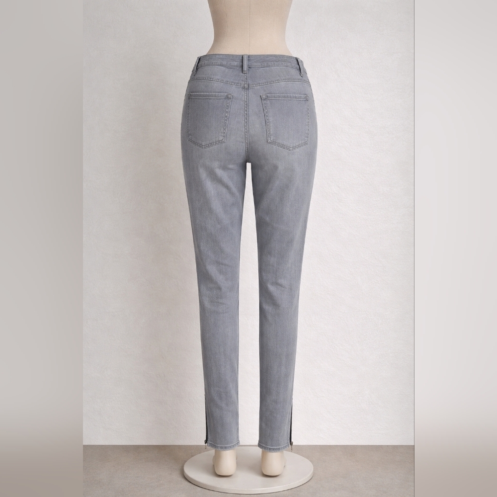 White House Black Market Gray Skinny Crop Jeans with Ankle Zips – Size 14 - Picture 3 of 6